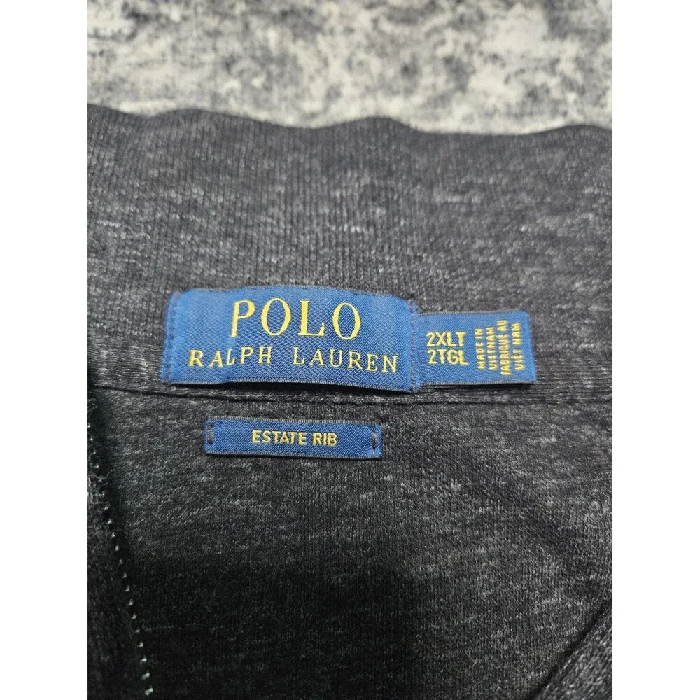 POLO RALPH LAUREN ESTATE RIB 1/4 ZIP PULLOVER SWEATER CHARCOAL GRAY MENS 2XLT
